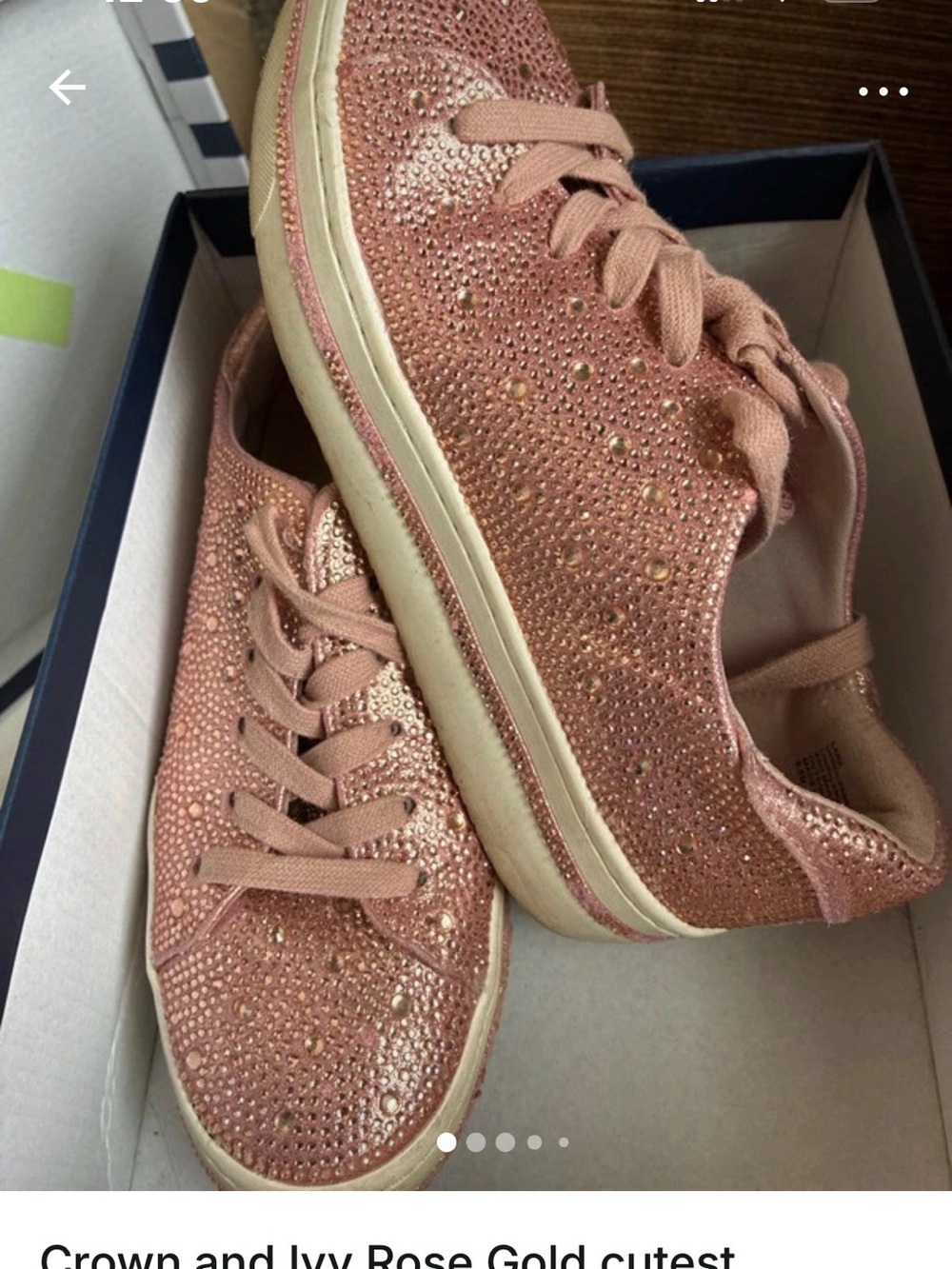 LARA Rose Gold Crystal-Embellished Sneakers